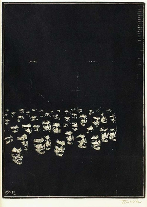 František Kobliha (Czech, 1877-1962, b. Prague, Czech Republic) - Crowd 1, 1910  Woodcut on Paper