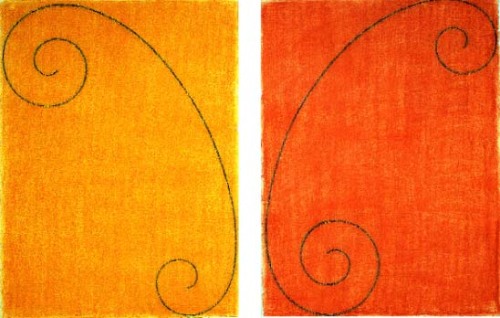apeninacoquinete:   Robert Mangold | Double Curled Figure II (Study A), 2000. Pastel and pencil on watercolor paper 