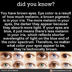 did-you-kno:  You have brown eyes. Eye color