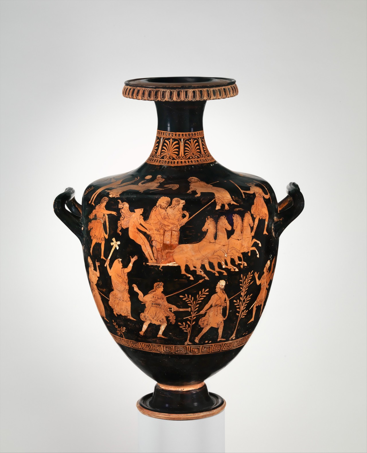 via-appia:  Terracotta hydria (water jar), the abduction of Persephone by Hades surrounded
