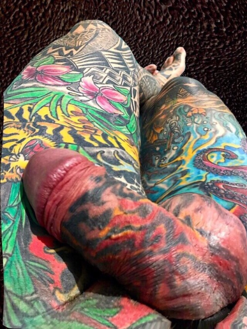 thinkedjink:  Full ink  See more hot tattoos, piercings, cumshots and other stuff on http://thinkedjink.tumblr.com and feel free to reblog 💦💦💦  Makes me want to reach out and touch 24/7 - WOOF
