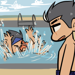 thecoffeelovingcat: I blame all the rumors people have been spreading about draven being unable to swim. Darius takes the job of being big brother seriously. 