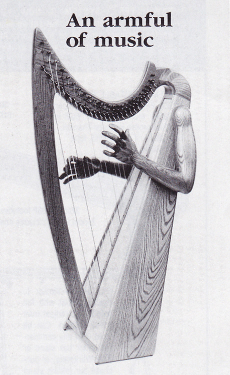 Harp with detachable wooden arms, made by Daniel Hecht