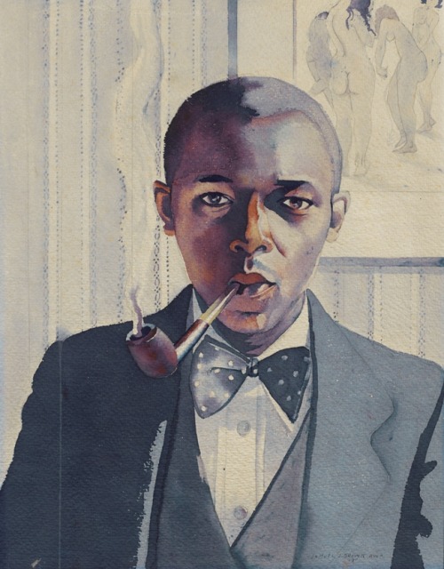 hesiunderground:Smoking My Pipe (1934) by Samuel Joseph Brown, Jr. (Courtesy the Philadelphia Museum