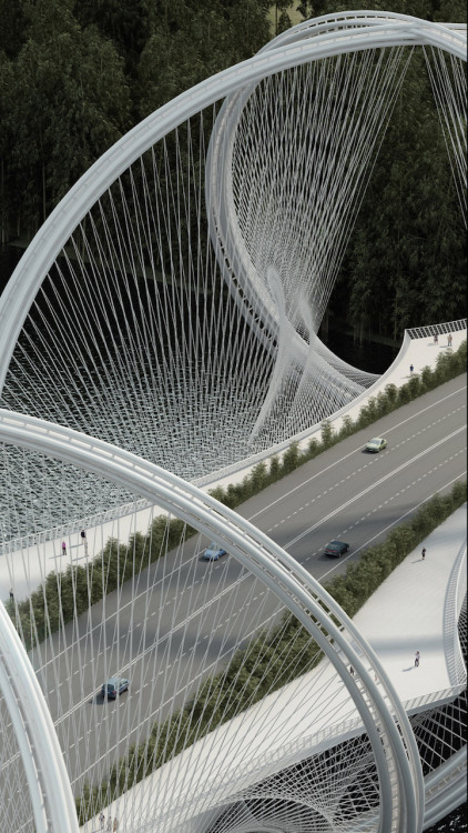 bobbycaputo:    DNA-Shaped Suspension Bridge Inspired by Olympic Games’ Five Rings   
