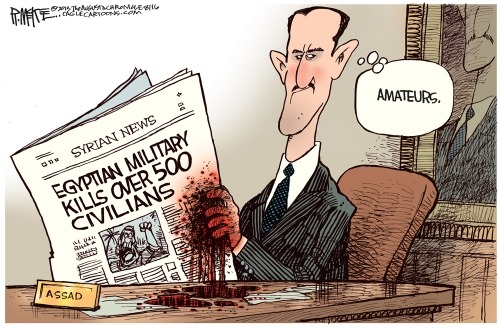 holygoddamnshitballs:  Egypt and Syria Rick McKee, Cagle Cartoons, The Augusta Chronicle