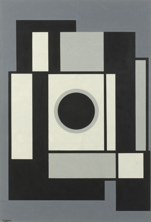 Amédée Cortier (Belgian, 1921–1976), Zwart en grijs. Acrylic on paper, 56 ×