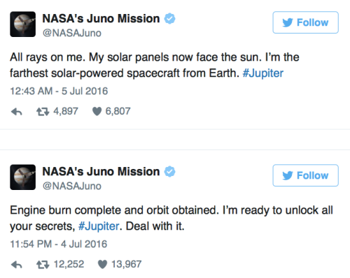 the-future-now:Google doodle celebrates NASA’s Juno probe reaching JupiterJuno, NASA’s space probe t