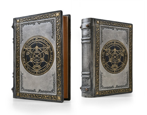 Alchemy leather journal with the transmutation circle in aged white leather…