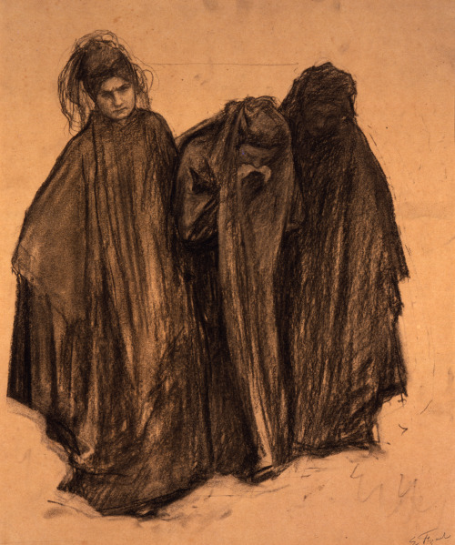 Émile Friant (French, 1863-1932, b. Dieuze, France) - Study for La Douleur, 1898-1899, Drawings: Cha