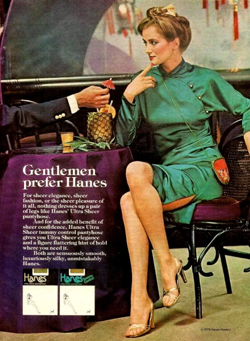 high-heels-are-my-thing: firmdaddyc:  goshyesvintageads: Hanes Hosiery Mills Co, 1979 Gentlemen pref