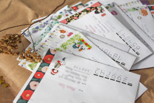 55 exclusive post cards and 50 New Year Congratulation letters I sent out this December :’&rsq