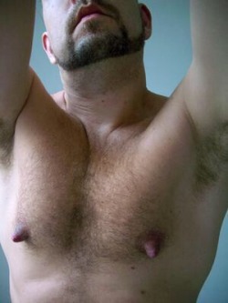 topshelfmen:  Nipples pumped ready for action and boy those pits stink