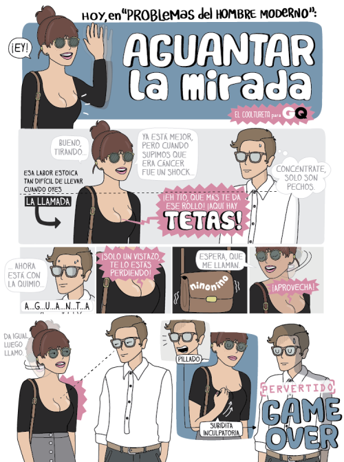 finofilipino:  Está pasando, mucho.Lo de subirse el escote me parece una falta de respeto peor que el hecho de mirar el escote. Mirarlo es algo normal (como mirarte los labios si te los pintas, o las orejas si llevas pendientes), mientras no estés fijando