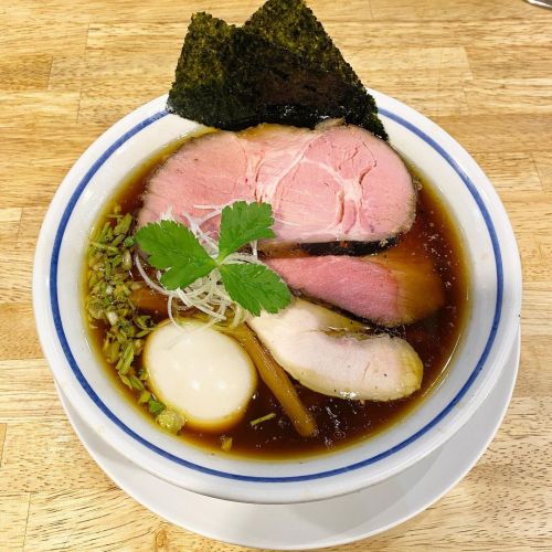 Special shoyu ramen, topped with pork and chicken chashu, soft boiled egg, & wonton! **2-3 hour 