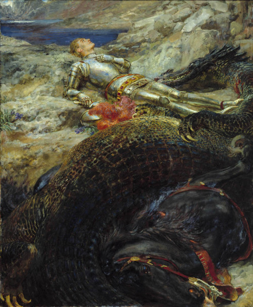 tyrantisterror: design-is-fine: Briton Riviere, Saint George and the Dragon, 1908. Montreal Museum o