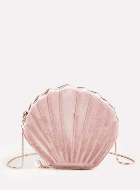 softjoy:velvet shell shaped crossbody bag