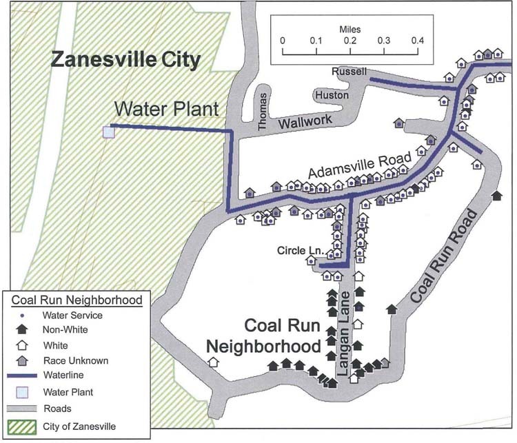 Determining whether there is an association between race and access to public water services using various – partly open – datasets.