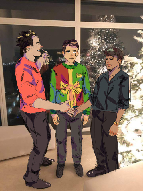 matt and nicky told kevin that its a sweater party. happy holidays folk.