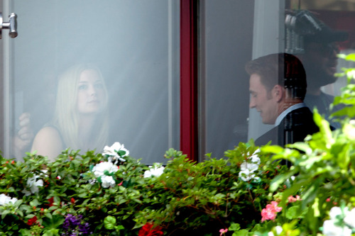 rey-leia: Chris Evans and Emily VanCamp after filming a funeral scene for ‘Captain America: Civil War’ 