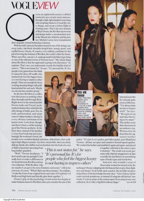 vogue magazine, october 2003