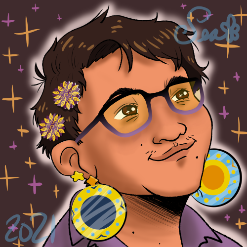 Decided to change my icon in the middle of the year cuz reasons!ID: Digital self portrait showing th