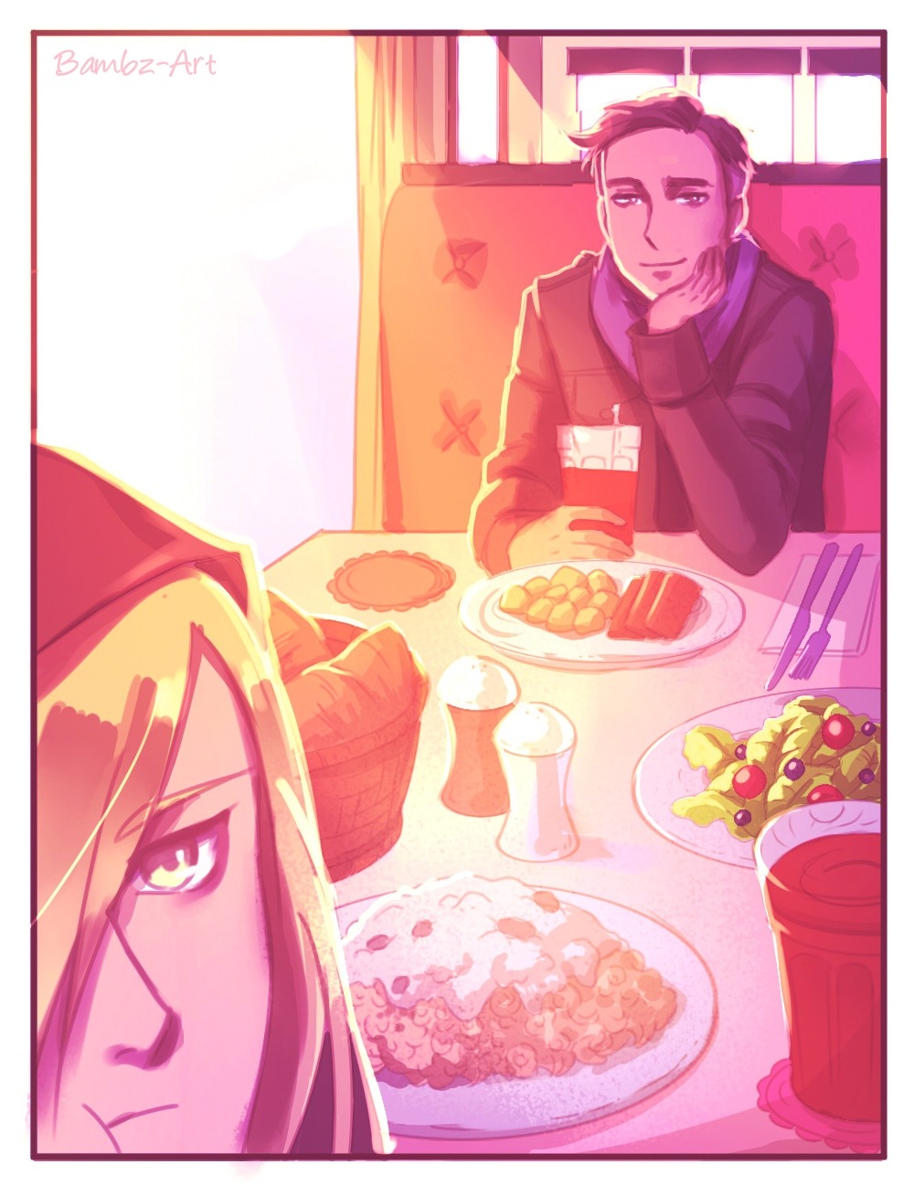 bambz-art: Otayuri - We’re On a Date! Headcanon that Otabek’s fans also follow