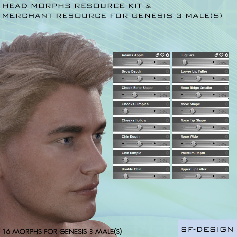  Head Morphs Resource Kit and Merchant Resource for Genesis 3 Male(s) This product