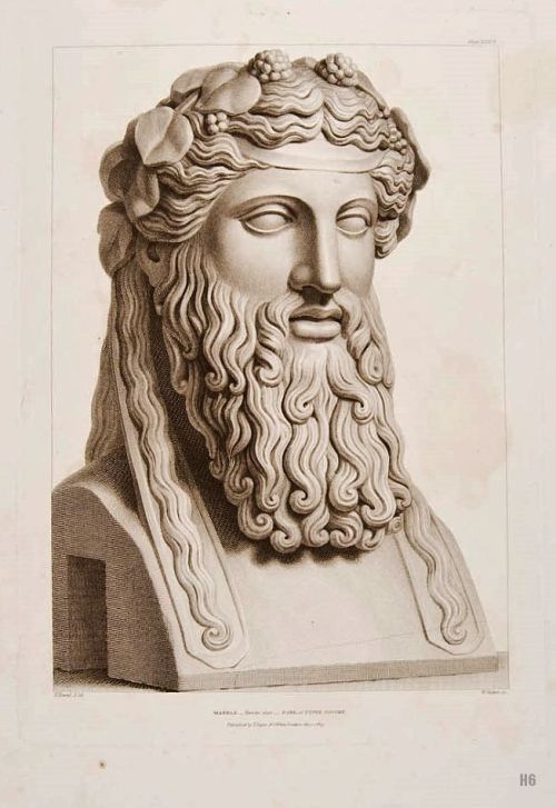 hadrian6:Bust of Bacchus. 1809. Society of Dilettanti. engraving.hadrian6.tumblr.com