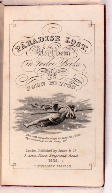 Paradise Lost &amp; Paradise Regained by John MiltonJones’s [Miniature] Diamond Poets Series - 1834 