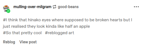 Reblogging 'cause @mulling-over-milgram Got ItYes Their Eyes Are Supposed To Look Like Applesand In Kazui's