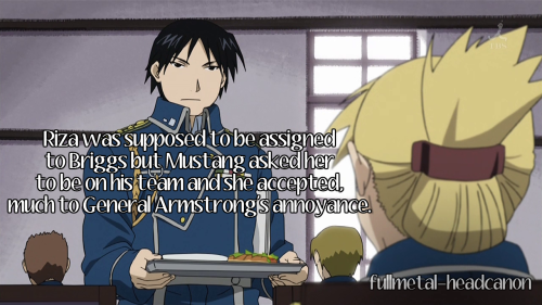 Riza was supposed to be assigned to Briggs but Mustang asked her to be on his team and she accepted,