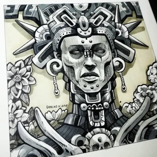 Tintas pre Inktober amigos en esta ocasión estaré ilustrando los dioses Zapotecas, aun