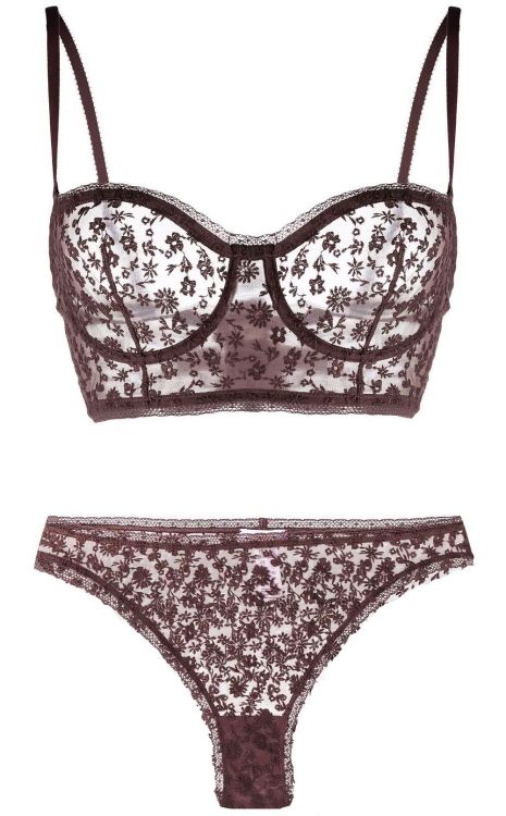 Eres Paris | Joie • embroidered tulle in auburn brown with a hint of purple | Fleurs de Peau line