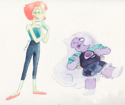 gracekraft:  I really wanna see what Opal looks like with Amethyst and Pearl’s new outfits~Pillowfort Crosspost