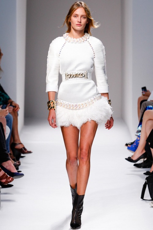 Lace, leather and mesh in ankle boots on the runway for Balmain Spring Summer 2014  Part #1