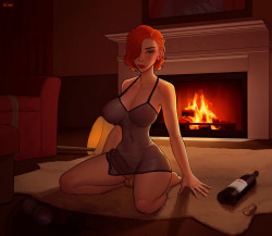 incaseart:  Finally! This is done. Two days late. Sorry for that. Lovely miss Portia being all hot on a rug. patreon.com/InCaseArt