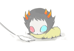 xing2lee:  q-dormir:  Moji: I wonder what if grubs play with a cat feather toy like kittens Me: OwO!!!         