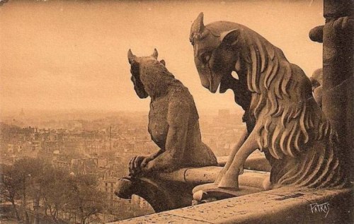 forgetallyouarein80s:Chimera and gargoyles of   Notre Dame de Paris