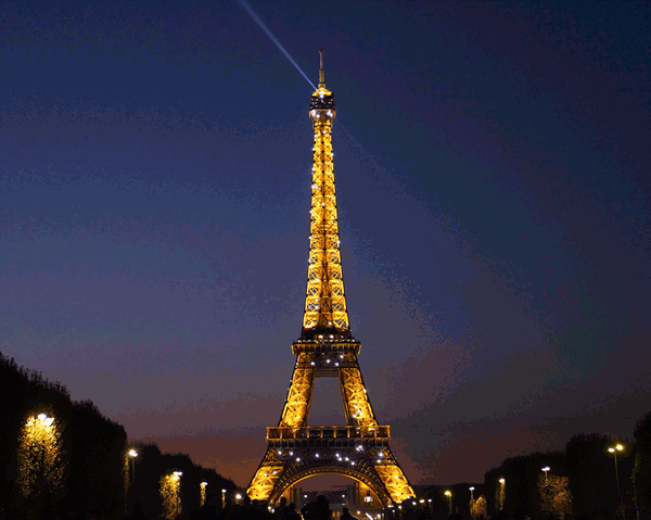 Eiffel tower at night.