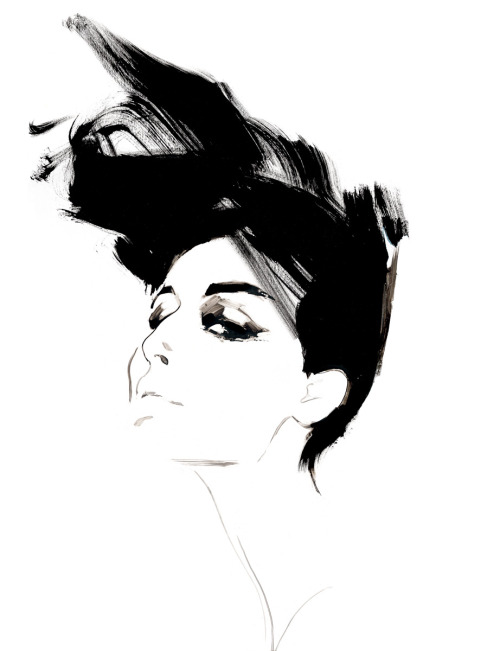 Powerful and Elegant.  Watercolour by amazing fashion illustrator, David Dowton