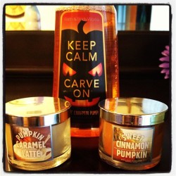 My fave. #pumpkin  #pumpkincaramellatte #sweetcinnamonpumpkin #scents #soap #bathandbodyworks #falltime #keepcalmcarveon #candles #thebest