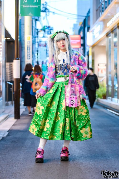 tokyo-fashion:Spinns clothing shop staffer Bakimero on the street in Harajuku wearing a ACDC Rag fuz