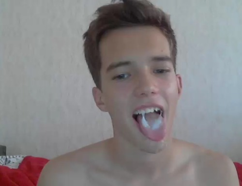 boneralarm:  Boys Exposed: Twink jerking and swallowing his own load