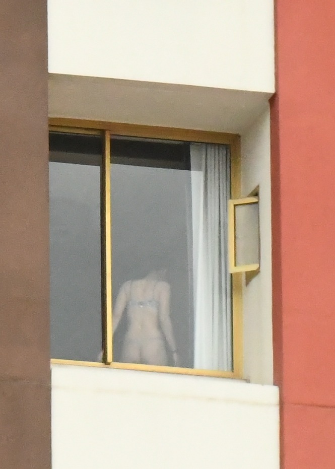 saw her at the El Cortez today around noon. Too bad she was wear a bra and panties