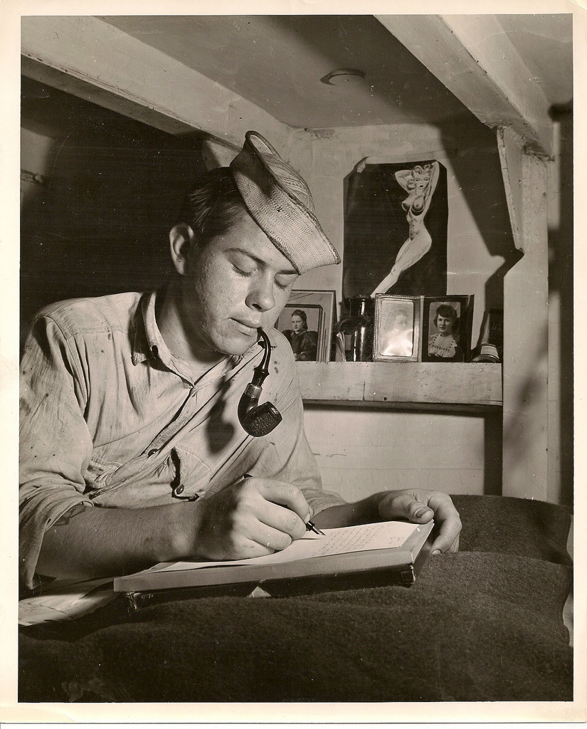 thepipeparlor:  agentlemansconfessions:  ” Writing Home “  ….  Life at sea,