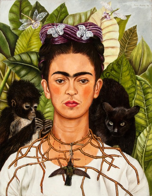Frida Kahlo, Self-Portrait with Thorn Necklace and Hummingbird, 1940, oil on canvasHarry Ransom Cent
