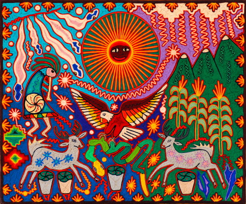 magictransistor:Huichol (Wixáritari yarn paintings. Mexico. 20th through 21st century.