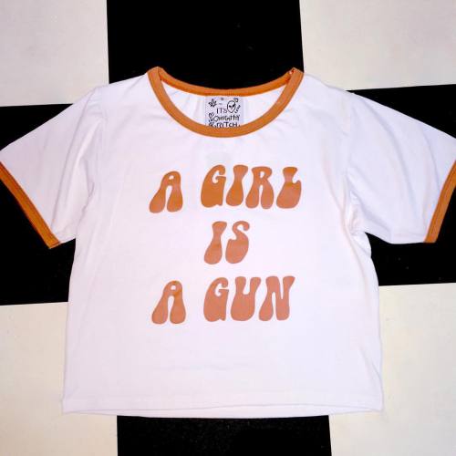 omweekend:  A GIRL IS A GUN🔫💕🔫💕 #omighty WWW.O-MIGHTY.COM shop new in relaxed fit ringer tees