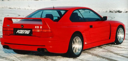 Koenig KS8 Turbo, 1992. A tuned BMW 8-series with a body kit and a supercharger bolted to the V12 en